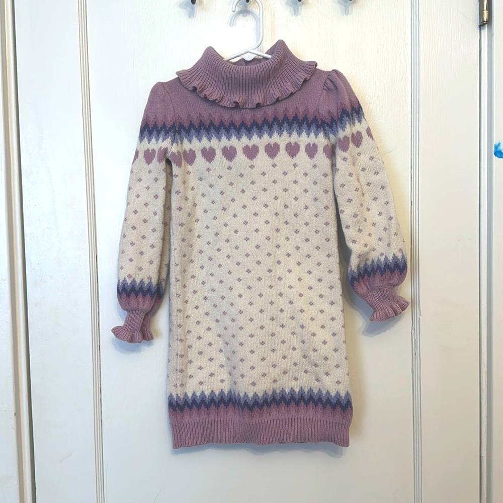 💜 Janie and Jack Heart Ruffle Sweater Dress